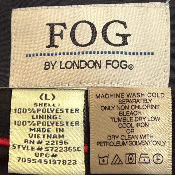 London Fog Water Resistant Hooded Trench Coat size Large Black Raincoat - Picture 10 of 11